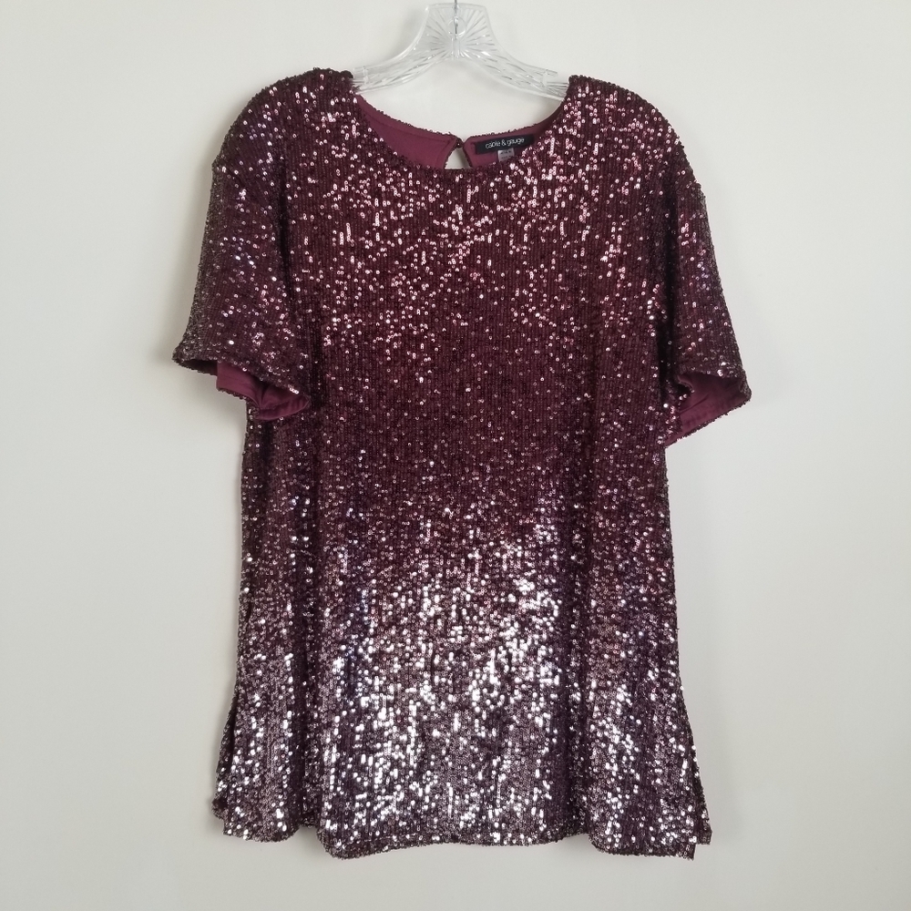 Cable & Gauge Sequin Top Medium